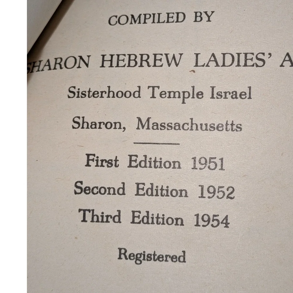 Vintage 1954 Once‎ Upon a Mealtime Jewish Community Cookbook Sharon MA 3rd Ed